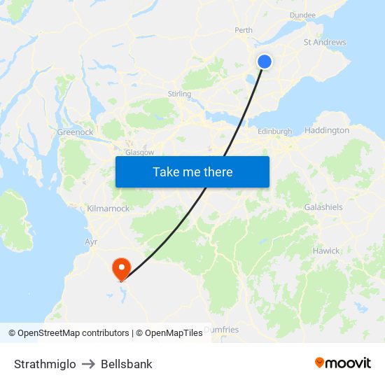 Strathmiglo to Bellsbank map