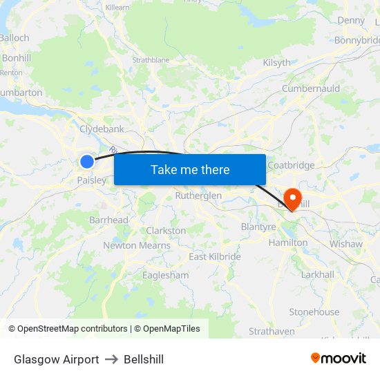 Glasgow Airport to Glasgow Airport map