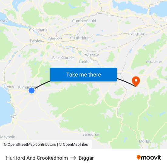 Hurlford And Crookedholm to Biggar map