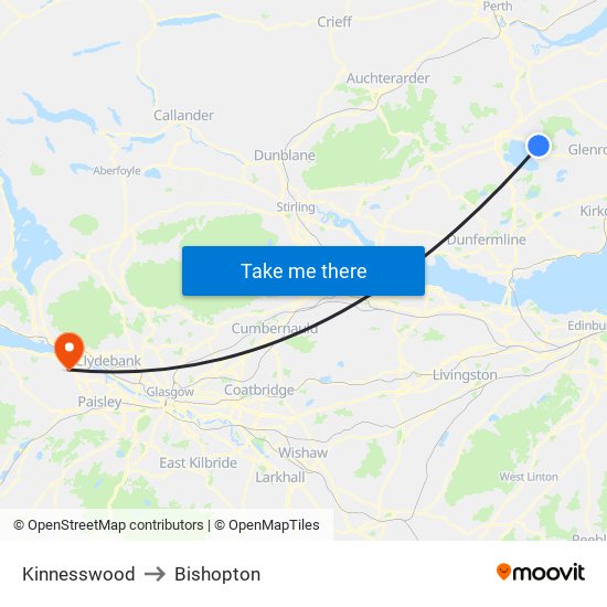 Kinnesswood to Bishopton map