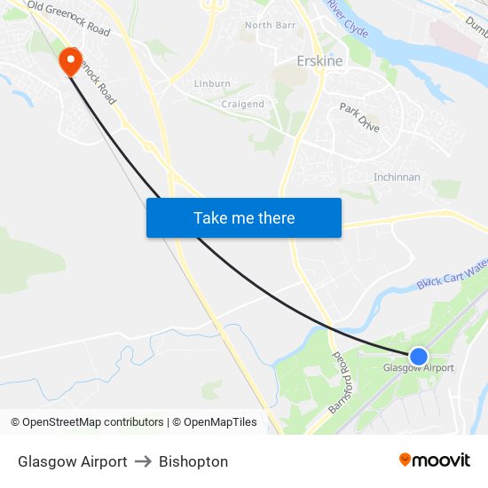Glasgow Airport to Bishopton map