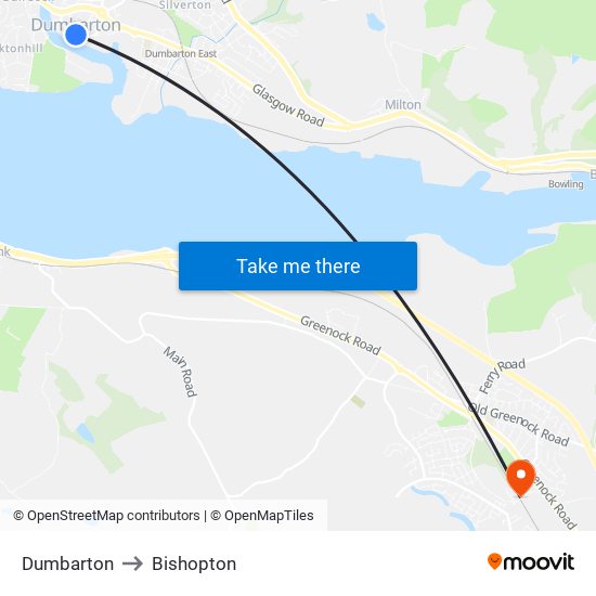 Dumbarton to Bishopton map