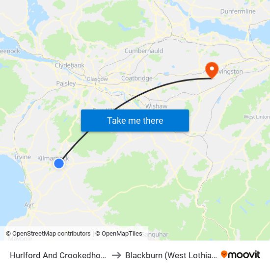 Hurlford And Crookedholm to Blackburn (West Lothian) map