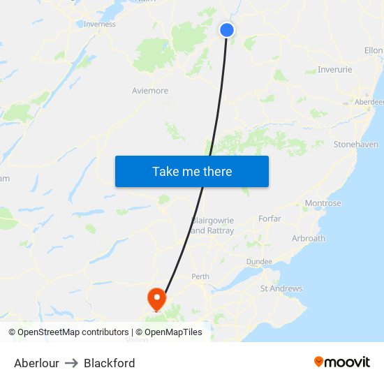 Aberlour to Blackford map