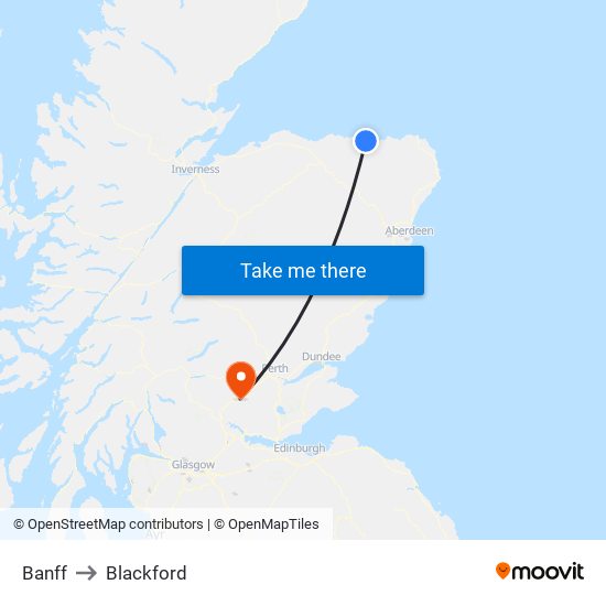 Banff to Blackford map