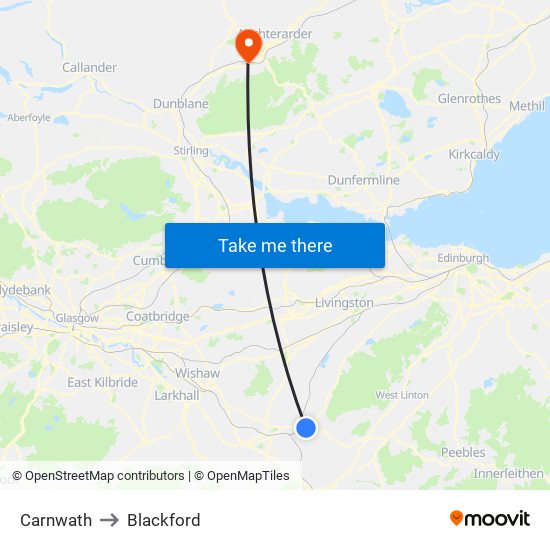 Carnwath to Blackford map