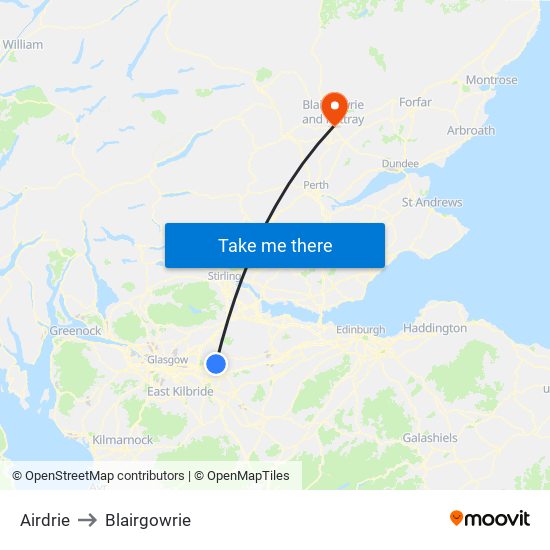 Airdrie to Blairgowrie map