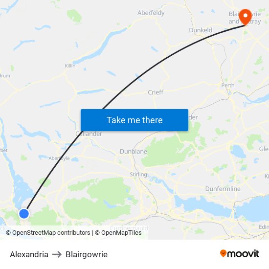 Alexandria to Blairgowrie map