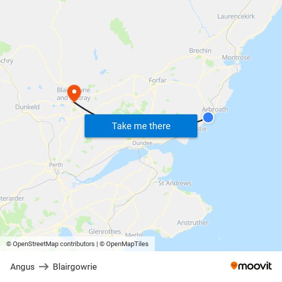 Angus to Blairgowrie map