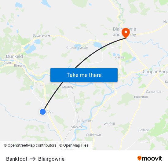 Bankfoot to Blairgowrie map