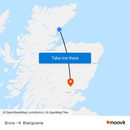 Brora to Blairgowrie map