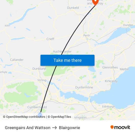 Greengairs And Wattson to Blairgowrie map