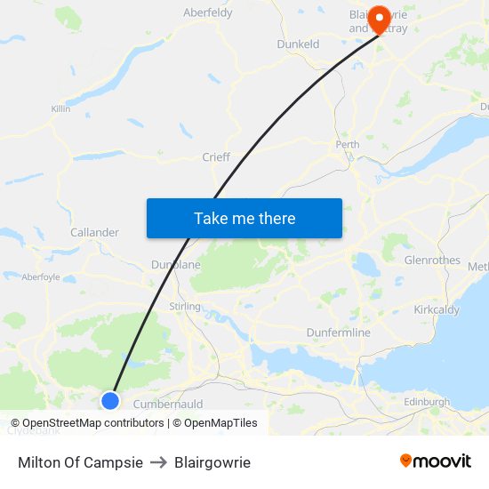 Milton Of Campsie to Blairgowrie map