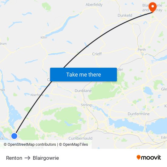 Renton to Blairgowrie map