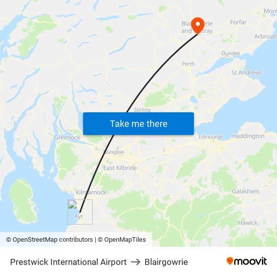 Prestwick International Airport to Blairgowrie map