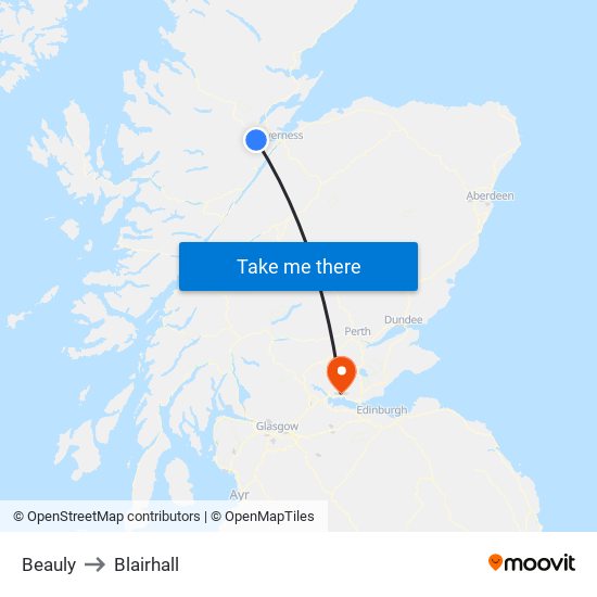 Beauly to Blairhall map