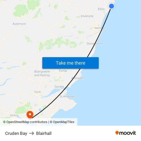 Cruden Bay to Blairhall map