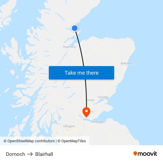 Dornoch to Blairhall map