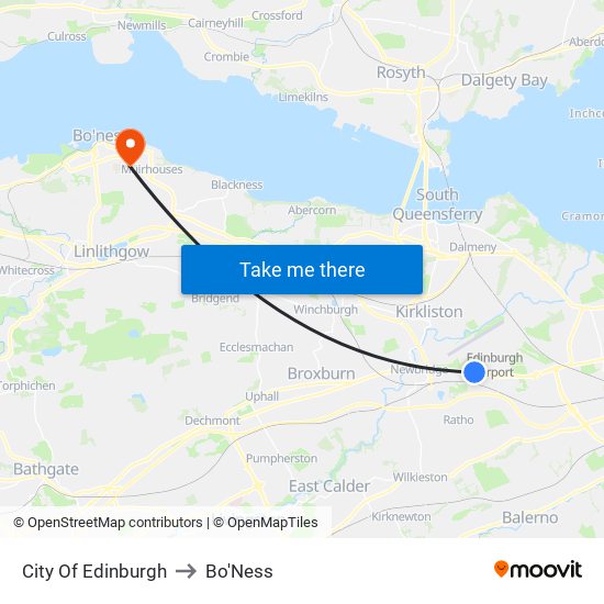 City Of Edinburgh to Bo'Ness map