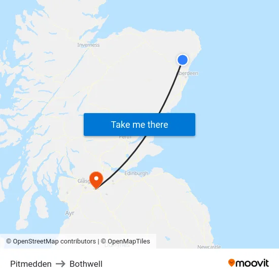 Pitmedden to Bothwell map