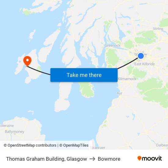 Thomas Graham Building, Glasgow to Bowmore map