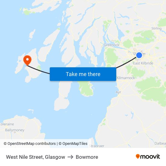 West Nile Street, Glasgow to Bowmore map