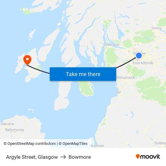 Argyle Street, Glasgow to Bowmore map