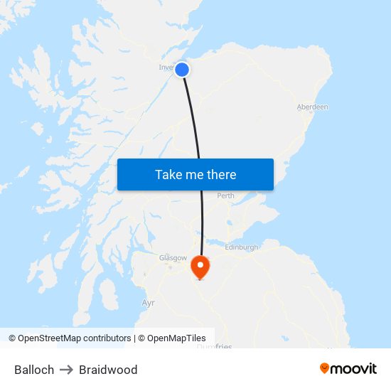 Balloch to Braidwood map