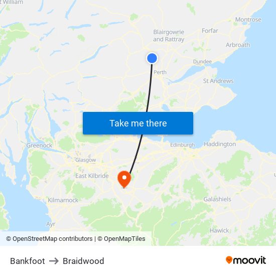 Bankfoot to Braidwood map