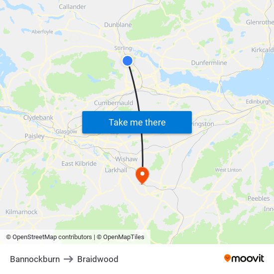 Bannockburn to Braidwood map
