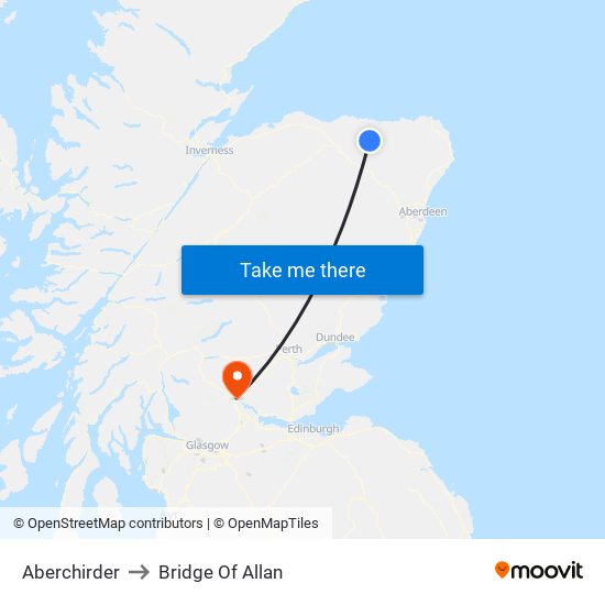 Aberchirder to Bridge Of Allan map