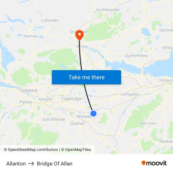 Allanton to Bridge Of Allan map