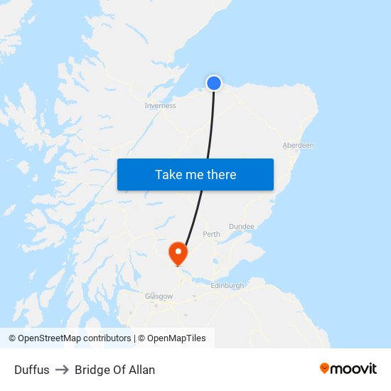 Duffus to Bridge Of Allan map
