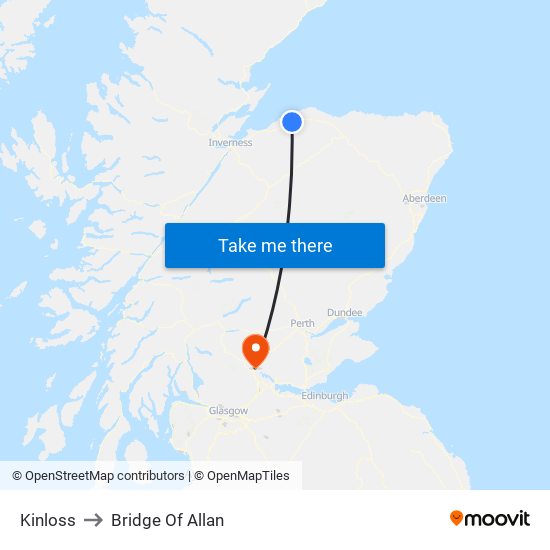 Kinloss to Bridge Of Allan map