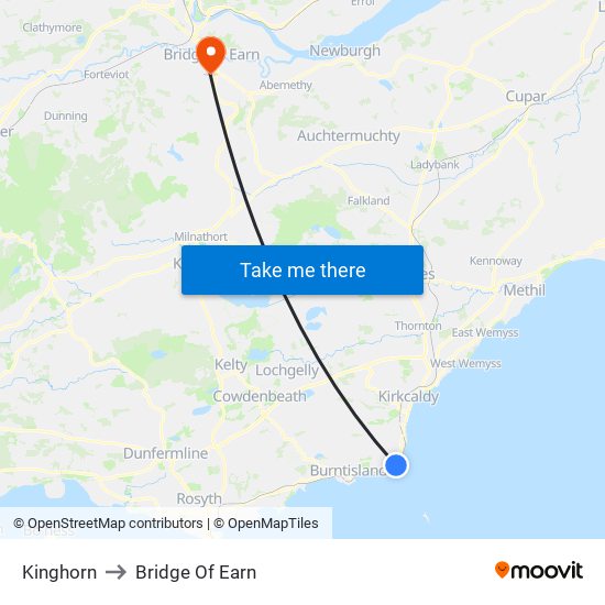 Kinghorn to Bridge Of Earn map