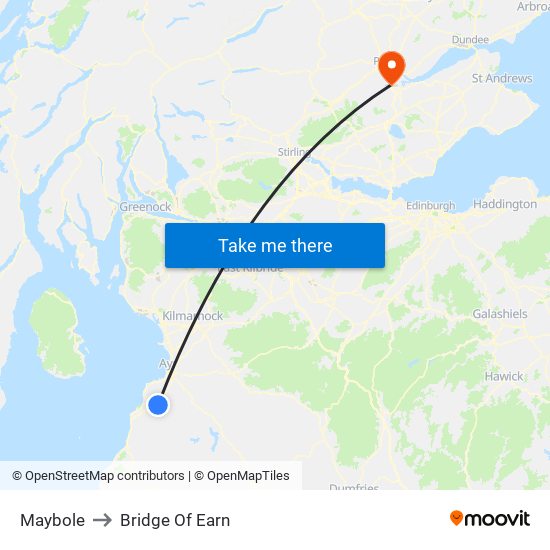 Maybole to Bridge Of Earn map