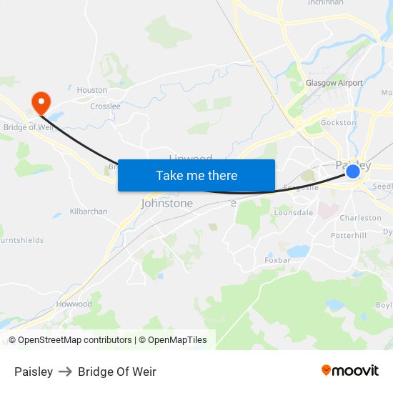 Paisley to Bridge Of Weir map