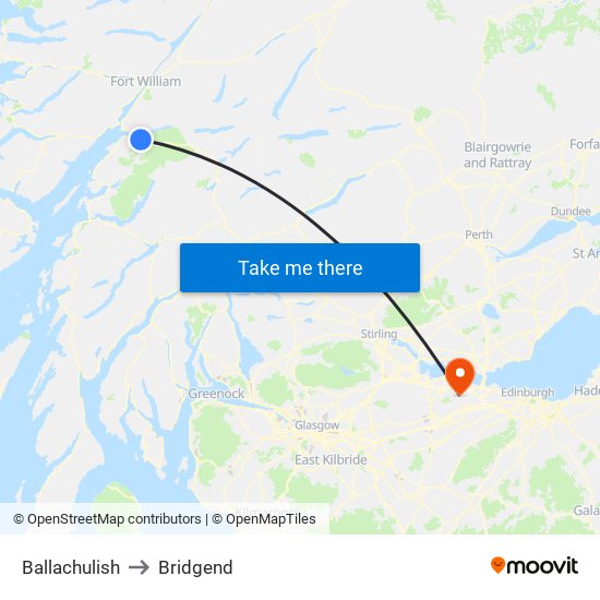 Ballachulish to Bridgend map