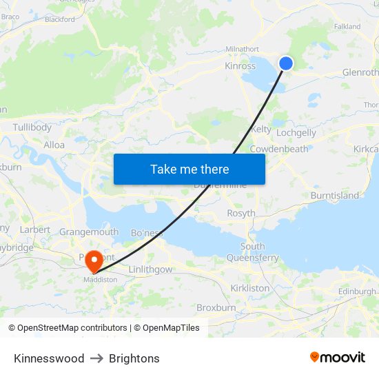 Kinnesswood to Brightons map