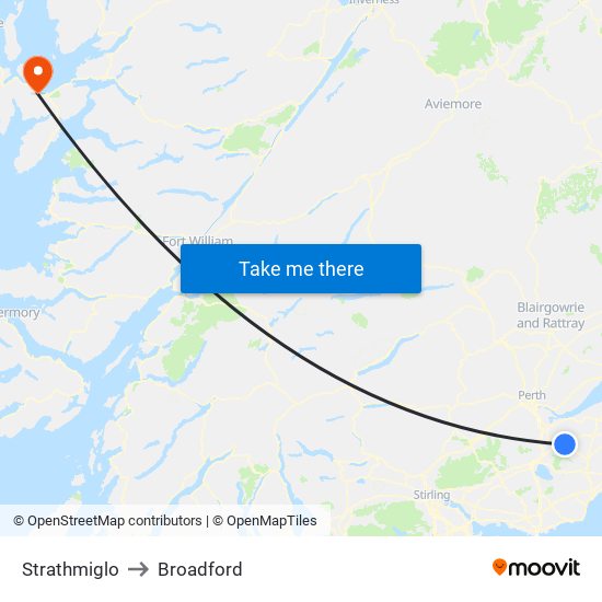 Strathmiglo to Broadford map