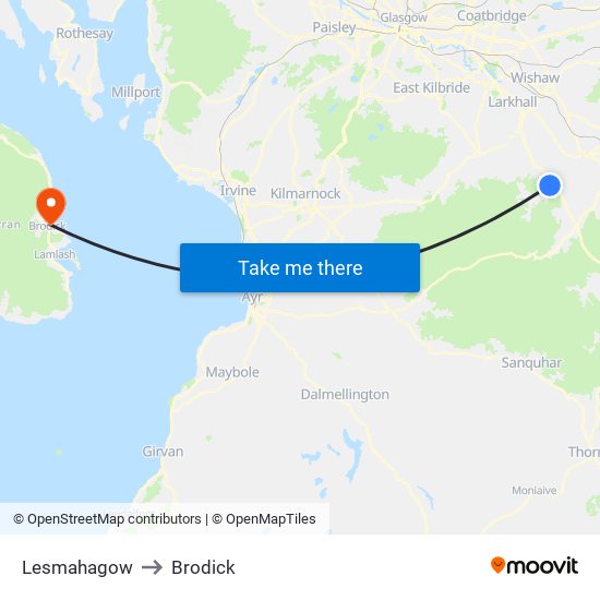 Lesmahagow to Brodick map