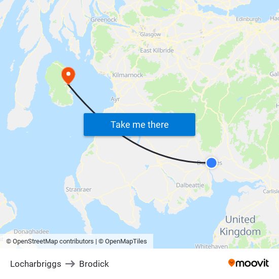 Locharbriggs to Brodick map