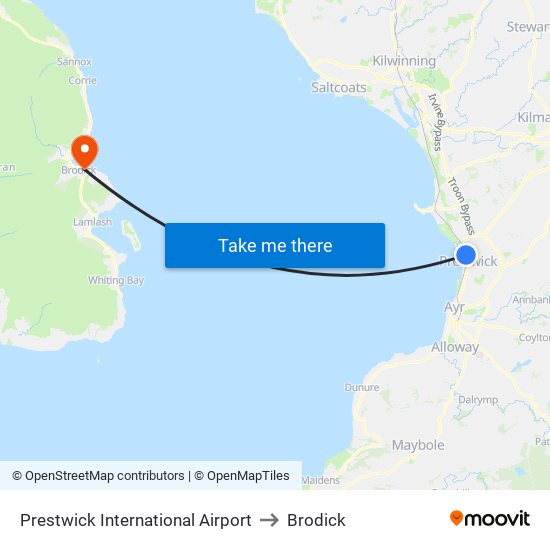 Prestwick International Airport to Brodick map