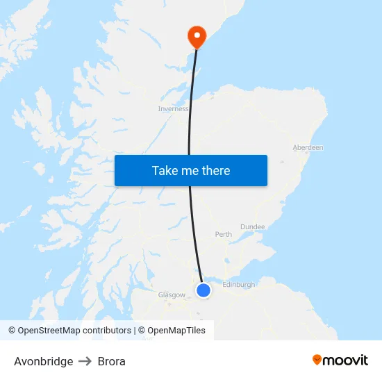 Avonbridge to Brora map
