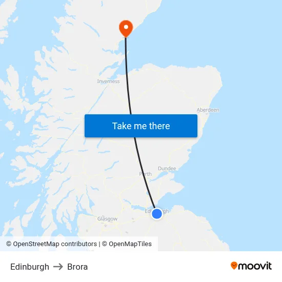 Edinburgh to Brora map