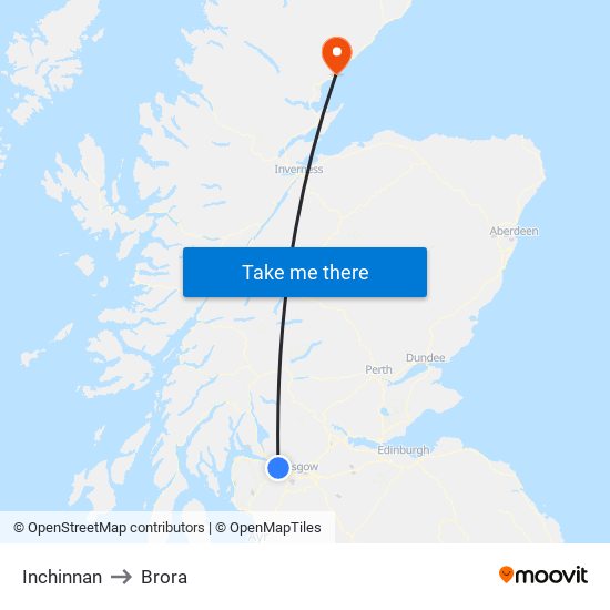 Inchinnan to Brora map