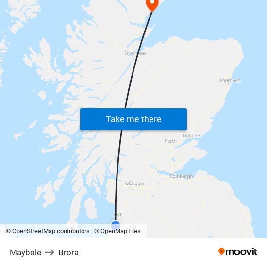 Maybole to Brora map