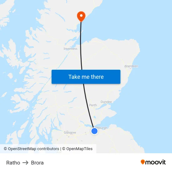 Ratho to Brora map