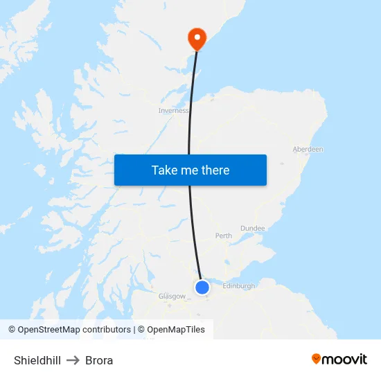Shieldhill to Brora map