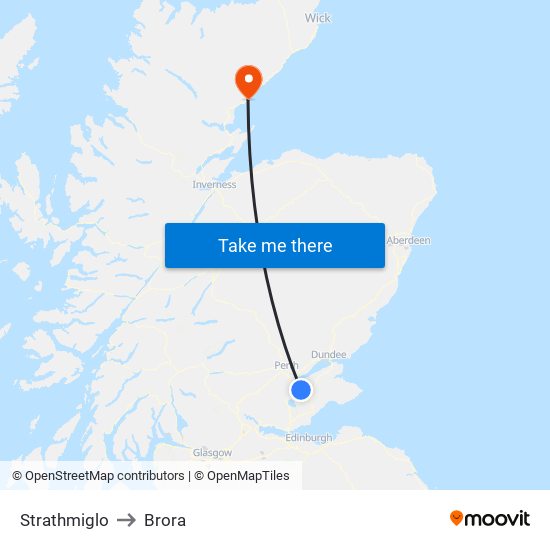 Strathmiglo to Brora map